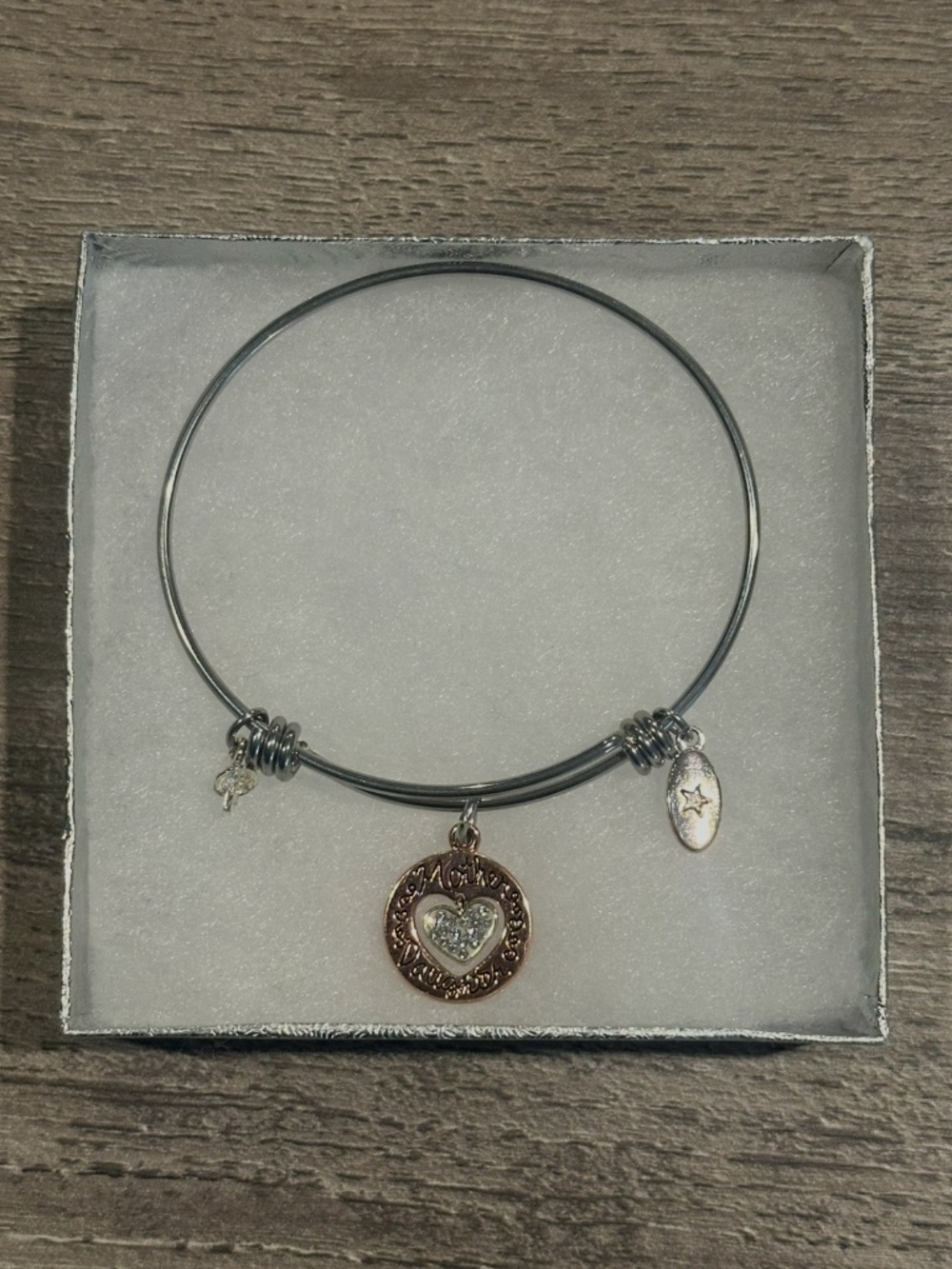 Mother Daughter Friends Forever Stainless Steel Heart Bangle - Picture 8 of 9